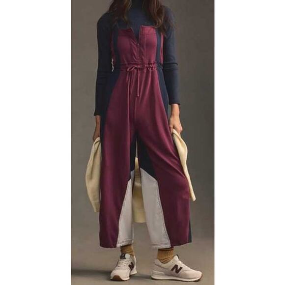 Anthropologie Daily Practice Colorblock Jumpsuit Women S Purple Navy Loungewear - Picture 1 of 11